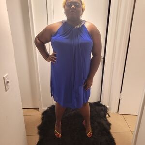 Elegant Blue Halter Dress